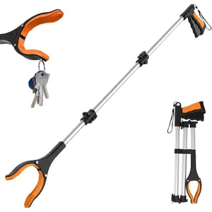 43" Extra Long Grabber Tool with Rotating Jaw & Magnets, Foldable for Elderly Reach, Heavy Duty Reaching Tool, 4" Wide Claw Opening