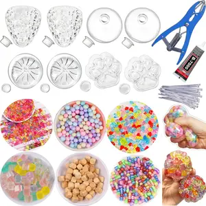 DIY Stress Ball Making Kit, Includes 6 Filling Packs, Strawberry Dumpling Cat Paw Shape, 15ML Glue, Ideal for Adult Relaxation