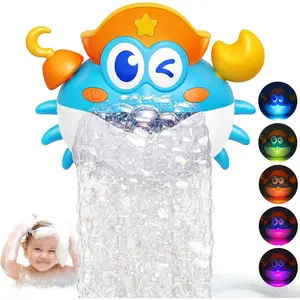 Bath Toys, Light Up Crab Bath Bubble Maker Bathroom Toys for Kids Ages 1-3 4-8,Bath Bubble Machine with Colourful Light Toddler Bathub Toy Great Birthday for Kids