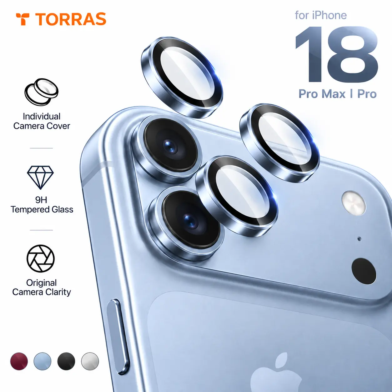 TORRAS Camera Lens Protector for iPhone 18 Pro Max/18 Pro - Glacier Aerospace Glass, 9H+ Anti-Scratch, Military Grade, Durable Protector, Anti-Reflection, 1:1 Invisible Fit, Metal Frame, 3-Year Ultimate Durability techvibes