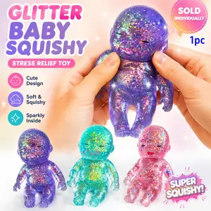 Glitter Sparkle Sugar Squishy Stress Ball, Slow Rising Glitter Squeeze Toy,Stretchable Fidget Anxiety Relief Sensory Toy， Soft Stretchy Sensory Fidget Toy, party Stress Relief Interactive Crystal toy, Fun Birthday Gift, Squishy Sensory Fidgets