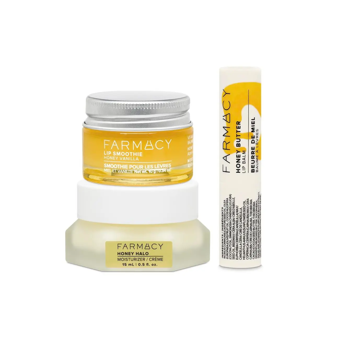 Honey Hydration Bundle – Honey Halo 15ml – Honey Lip Butter – Honey Vanilla Lip Smoothie, Shea, Cocoa