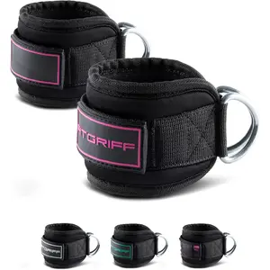 (R) Ankle Straps V3 for  Machine (2 Pieces) - Gym Workout Equipment -  Pulley Attachment, Kickback Straps