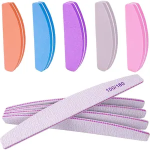 Nail File and Buffer (10 Pcs), Buffer Block Nail Files Double Sided 100/180 Grit for Acrylic and Natural Nails, fingernail Emery Board Buffing Blocks Manicure Set Nail Care kit Tool Halfmoon Arc