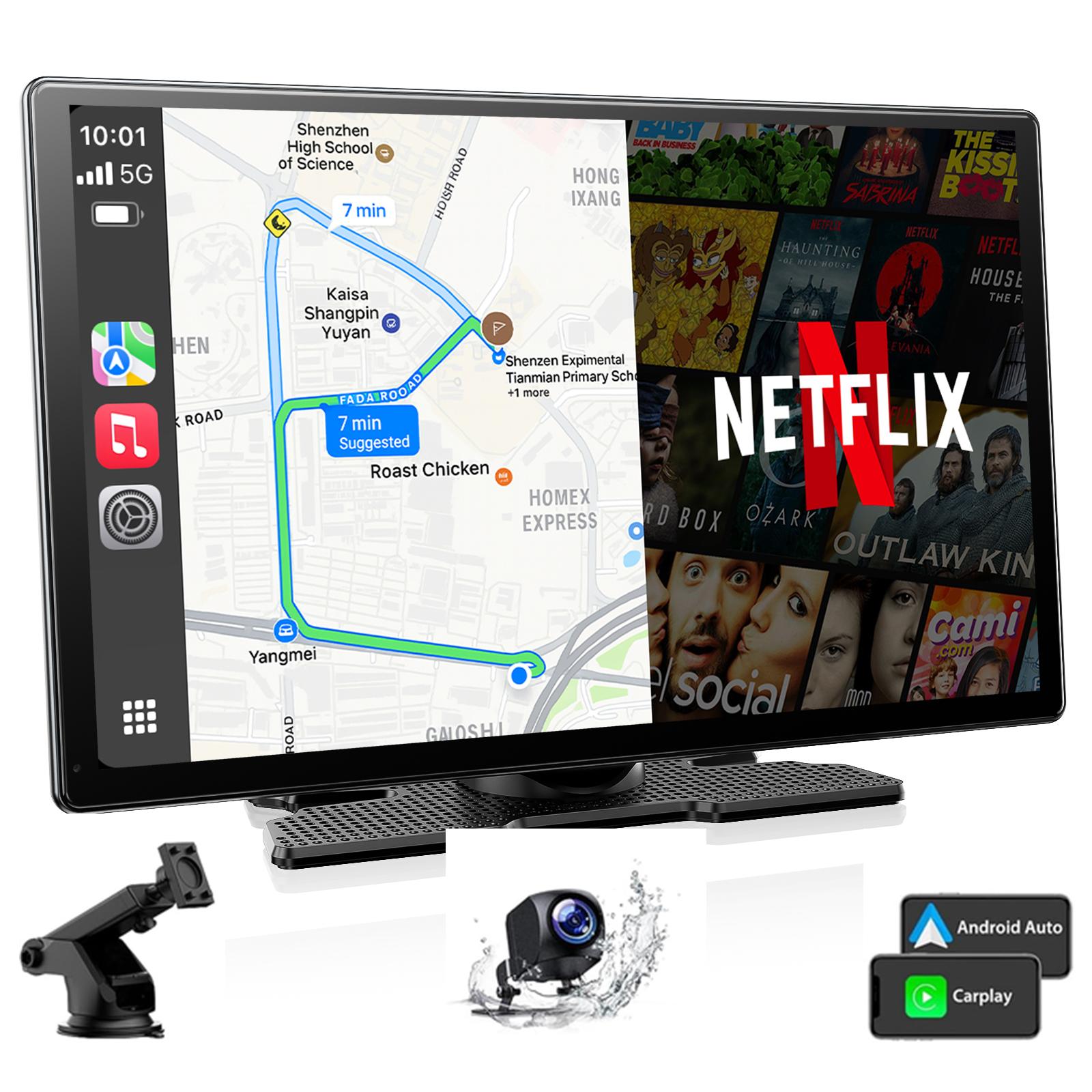 LAMTTO 9" Wireless CarPlay Screen for Old Cars –Add-On Dashboard Display with Built-in Netflix/YouTube/TikTok & 720P Backup Camera Kit Included, No Car Modification Needed, Works on 12-24V Cars Trucks SUVs  - fathersdaygift Car Video TV Players & Gadgets