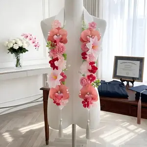 Handmade Floral Ribbon Lei Stole – Personalized Graduation Sash for Seniors