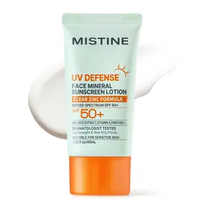 【MISTINE】 Facial Mineral Sunscreen Cream, SPF50+, 17.88% Zinc Oxide Physical UV Protection Lotion, Dermatologist Tested, Lightweight Safe Formula, Suitable for Sensitive Skin Daily Use