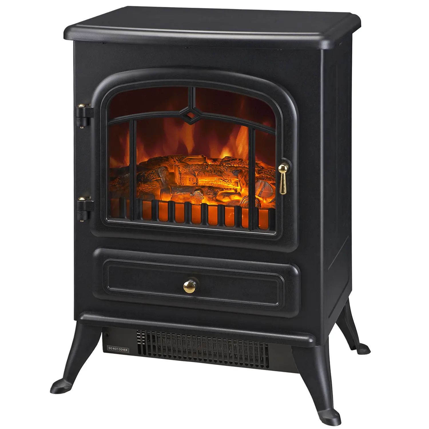 HOMCOM 22" Electric Fireplace Heater, Freestanding Fire Place Stove with Realistic LED Flames and Logs, and Overheating Protection, 750W/1500W