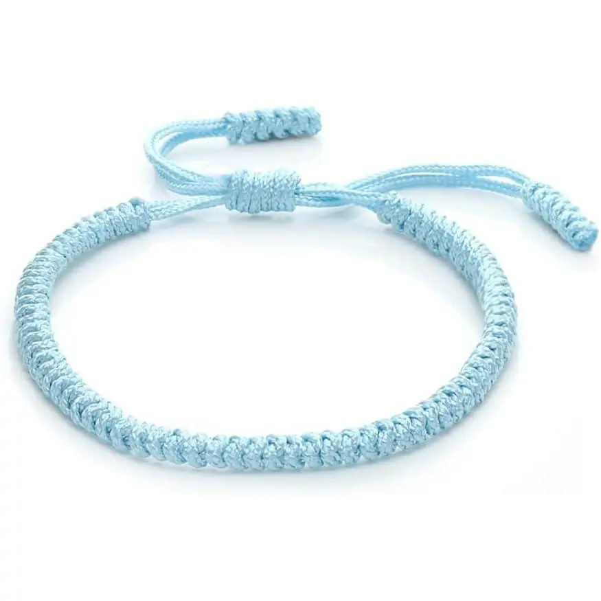 Hand-Knitted Braided Lucky String Bracelet - Adjustable Tibetan Buddhist Prayer Yoga Mala, Kabbalah Protection Couple Costume Jewelry, Braided Bracelets, Religious, Classic Weave, Dimensions, Gift-Ready, Synthetic Fiber, Stacking Set