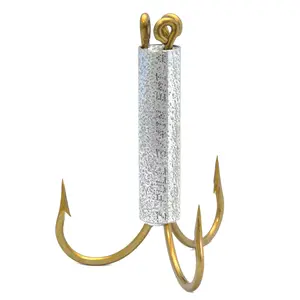 Gator Grabber Weighted Treble Hook - 3 Bronzed 14/0 Mustad Hooks with Weighted Steel Barrel Construction - Made in USA