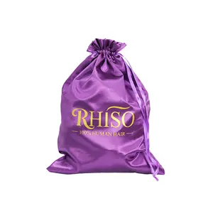 Rhiso Customize Satin Bags with Drawstring Tassel for Wigs/Bundles/Hair Extensions