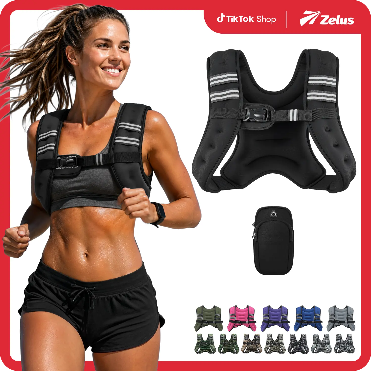 【SummerFinds】ZELUS Weighted Vests,6/8/12/16/20/25/30lb Rucking vest with Detachable Phone Pouch&Reflective Stripes&Adjustable Straps|Exercise Equipment & Workout Enhancer for Motivational Walking,Strength Training,Running #TikTokShopDealsforYouDays