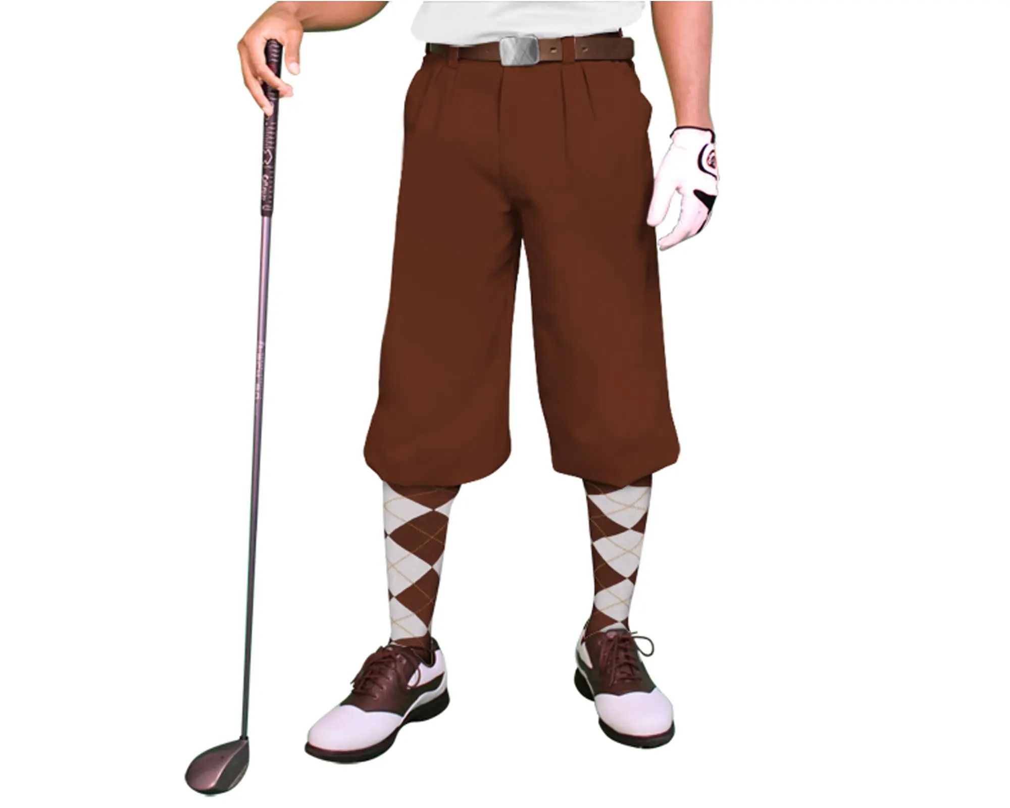 Golfknickers.com 'Par 3' Mens Brown Microfiber Golf Knickers