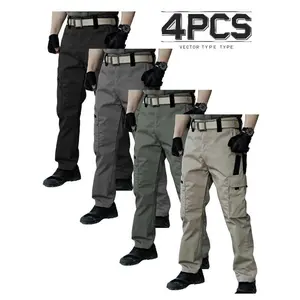 4pcs Men'S Lightweight Work Pants - Durable, Breathable, Quick-drying With Multiple Pockets, Suitable For Outdoor Adventure, , All-season Pants Straight leg pants Resistant Outdoor Wear, Hiking Pants Casual Cargo Beige wear-resist