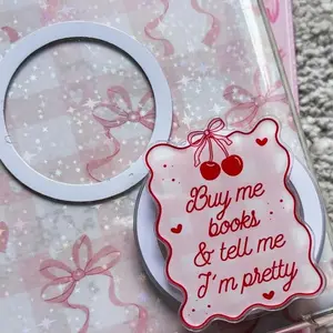 Coquette Pink Cherry Popsocket, Buy Me Book And Tell Me I'm Pretty Phone Grip, MagSafe, Adhesive Grip, Pop Socket Stand, Kindle Accessories, Phone Holder