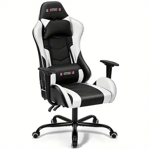 Adjustable Reclining Gaming Chair, Ergonomic Faux Leather Swivel Computer & Racing Chair