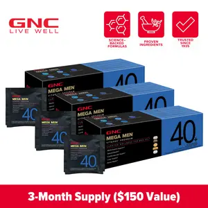 GNC 3-Pack Bundle: Mega Men's 40+ Vitapak for Daily Vitamin Needs, Stress & Bone Support, Skin Protection, 5-in-1 Formula, 30 Count, Edible Supplements - Dietary, Spring Glow Up