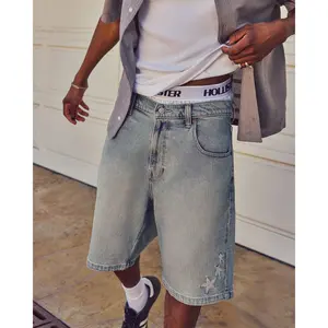 Hollister Star Embroidery Baggy Jean Shorts