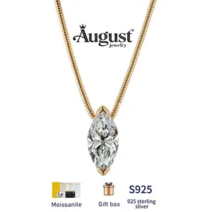Moissanite Pendant Necklace for Women, Dainty S925 Sterling Silver Necklace Gift for Girlfriend Wife Anniversary Birthday Wedding Valentines Day