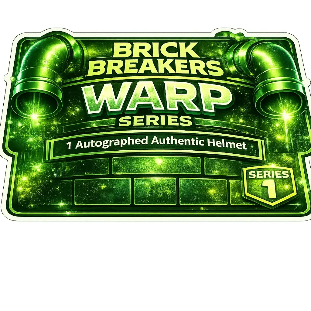 WARP LEVEL BRICK BREAKER SERIES FULL SIZE SIGNED AUTHENTIC HELMET - PYT - OR SPORTS TRADING CARD
