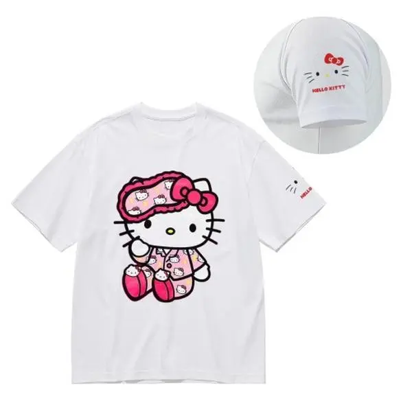 Sanrio Hello Kitty Print T-Shirt for Loungewear and Nightwear - Womenswear Casual Comfortable Tee