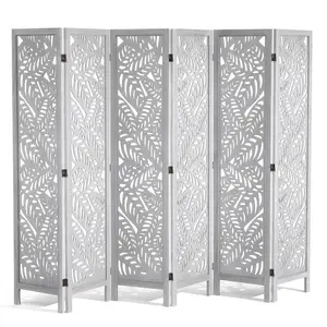 VEVOR Wood Room Divider, 6 Panel Wood Folding Privacy Screen, 66.9 Inches Tall Indoor Carved Partition Divider, Portable Decoration Screen, for Room Separation, Home, Office, Restaurant & Bedroom