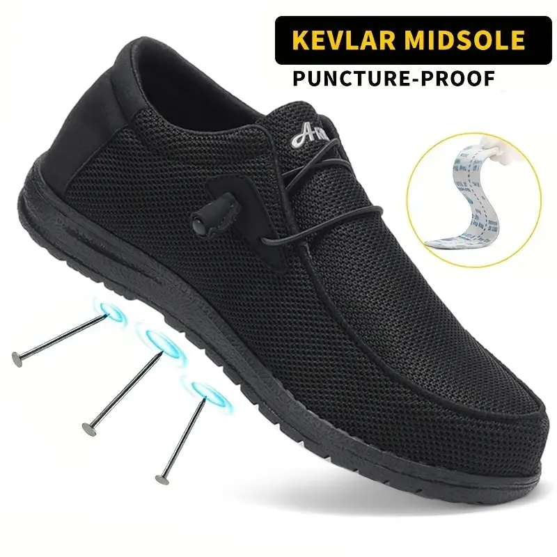 Unisex Steel Toe Safety Trainers - Slip-On Breathable Mesh Workwear Shoes, Lightweight Comfortable for Work & Casual Walking, Breathable Worker Footwear, Lightweight Safety Sneakers