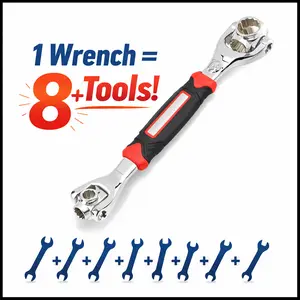 48 In 1 Universal Socket Wrench, Chrome Vanadium Steel, Multi-function Wrench Tool with 360 Degree Rotating Head Spanner Tool for Home and Car Repair (8-19mm) Spanner Wrench for Daily Home Maintenance & Car Repair