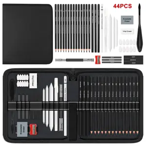 44 pcs Drawing,Sketching Kit with Graphite & Charcoal Pencils, Blending Tools,Erasers & Accessories, Art Drawing Supplies, Art Set, Portable Zippered Travel Case for Artists & Enthusiast,For Professional artistic use