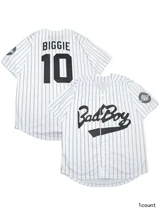 Men's #10 Biggie Bad Boy Movie Hip Hop Baseball Jersey Embroidery