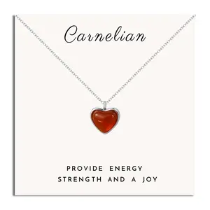 Smilebelle Red Heart Necklace Carnelian Necklace for Women, Red Heart Pendant Necklace Heart Jewelry as Anniversary Gifts for Her, Red Stone Pendant Necklaces as Christmas Gifts for Mom Gf