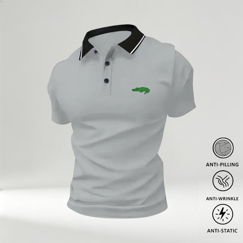 Men's New Polo Shirts (Pack of 5) - Summer Short-Sleeve, Turn-Down Collar, Crocodile Print, Anti-Wrinkle, Chic Look, Breathable Comfortable Fabric - Men's Clothing for Business Travel, Dates