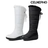 CELNEPHO Knee High Boots for Women Round Toe Combat Platform Heel Winter Snow Boot Easy Pull on Warm Cozy Comfy Plush Fluffy Faux Fur Lining Winter Party Club Dance Work Casual Travel Outdoor Events Gifts Holiday Fall Fashion Dressy Shoes