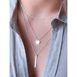 Trendy Geometric Layered Necklace - Perfect for Parties & Everyday Style! Exquisite Fashion Jewelry for Birthday Gifts & Daily Outfits. Elevate your look with this chic charm decor!