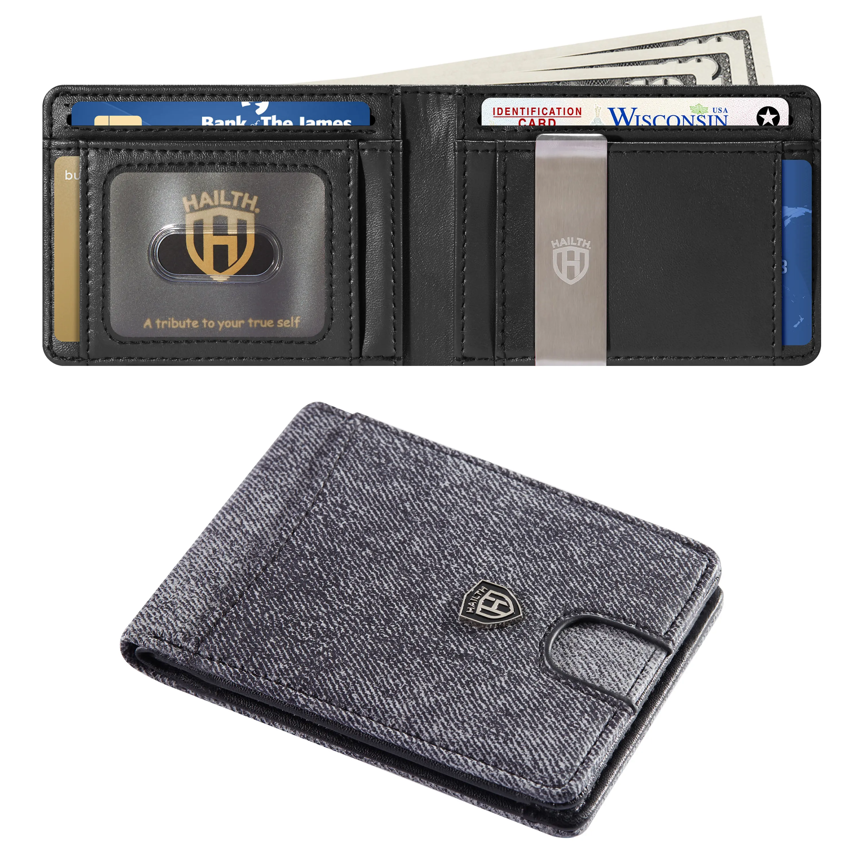 HAILTH Men's Denim RFID Slim Wallet summerwins
