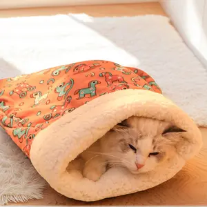 Cat Cave Bed - Cozy Enclosed Sleeping Bag for Kittens & Small Dogs - Soft, Machine Washable Lamb Fleece for Ultimate Comfort