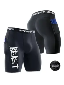 Men's Compression Shorts with Phone Pocket, Breathable Shorts, Athletic Sports Shorts, Activewear Shorts for Running, Yoga, Gym, Cycling, All Seasons Clothing