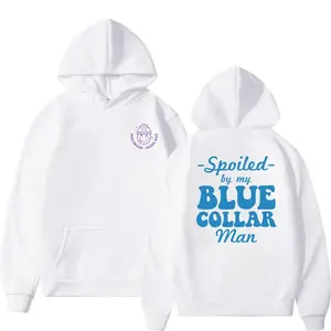 Spoiled by My Blue Collar Man – Unisex Hoodie for Proud Tradesmen’s Girlfriends or Wives, Bold Lettering Cute Gift for Couples, Trending TikTok Blue Collar Love Apparel 2025 Blue Collar Unisex Love Hoodie