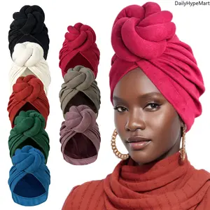 Women's Trendy Solid Knotted Headscarf - 3D Braid Ethnic Turban for Daily Use