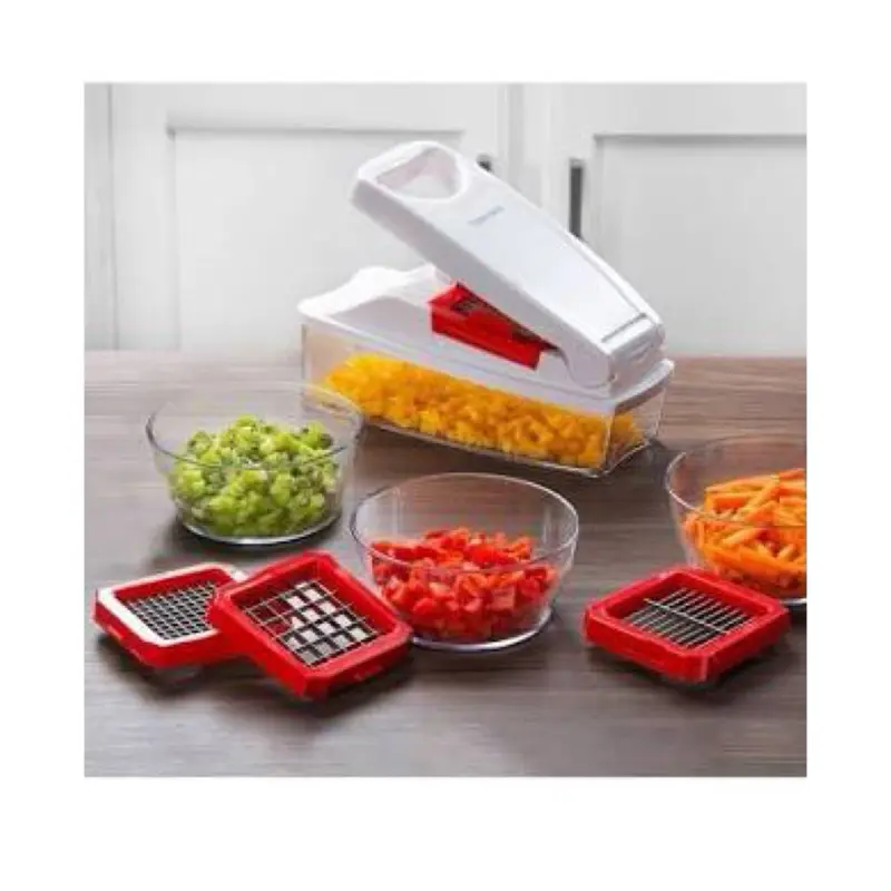 Compact Food Prep Super Dicer - User-Friendly Kitchen Utensil Set with 3 Interchangeable Blades for Square Dice, Slicing, Grating, Easy to Clean, Space-Saving, Ideal for Everyday Use with Carrots, Onions