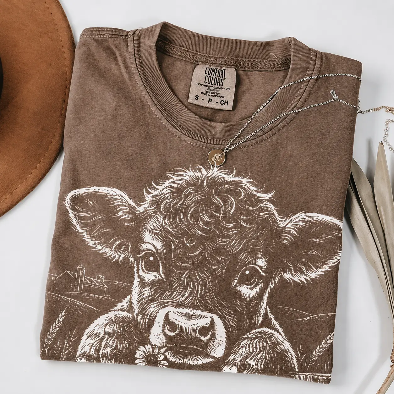 [Sale Up to 45%] Comfort Colors Highland Cow Shirt, Cute Baby Cow Graphic Tee, Vintage Farm Animal T-Shirt, Rustic Western Country Shirt, Cow Lover Gift, Unisex Tee