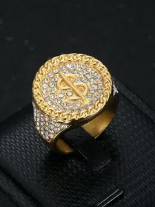 Hip Hop HIPHOP nightclub new ring pave ring Statement Ring high-end domineering imitation diamond US dollar symbol men's ring accessories