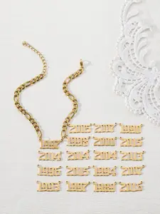 Fashion Unique Stainless Steel Anklet, Alphabet Number Design Anklet, , Birth Year Pendant Anklet, Foot Jewelry for Women & Girls, Personalized