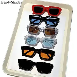 6-Pack Vintage Rectangle Sunglasses for Men & Women, Retro Fashion UV400 Protection Eyewear, Luxury Design Sun Glasses
