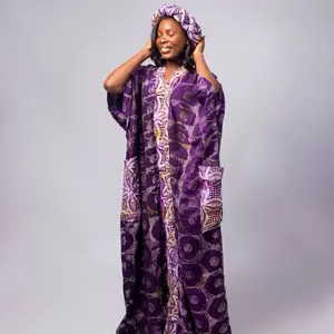 TÌ Batik Boubou - 100% Cotton Tie Dye Adire Dress with Adjustable Waist Ties & Headband for Sizes 4-20 Chic Elegant