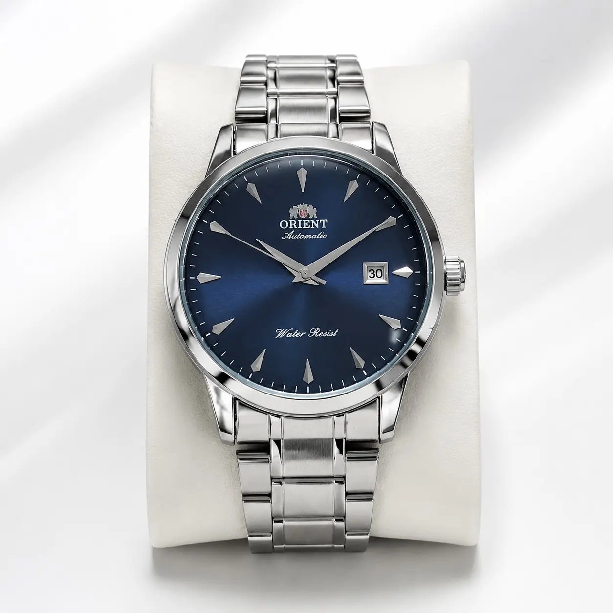 Orient Men Automatic Mechanical Watch, Gradient Sunburst Dial, Date Display, Stick Hour Markers, Stainless Steel Bracelet, Waterproof Classic Business Dress Wristwatch, Luxury Casual Self-Winding Watch Gift for Gentlemen