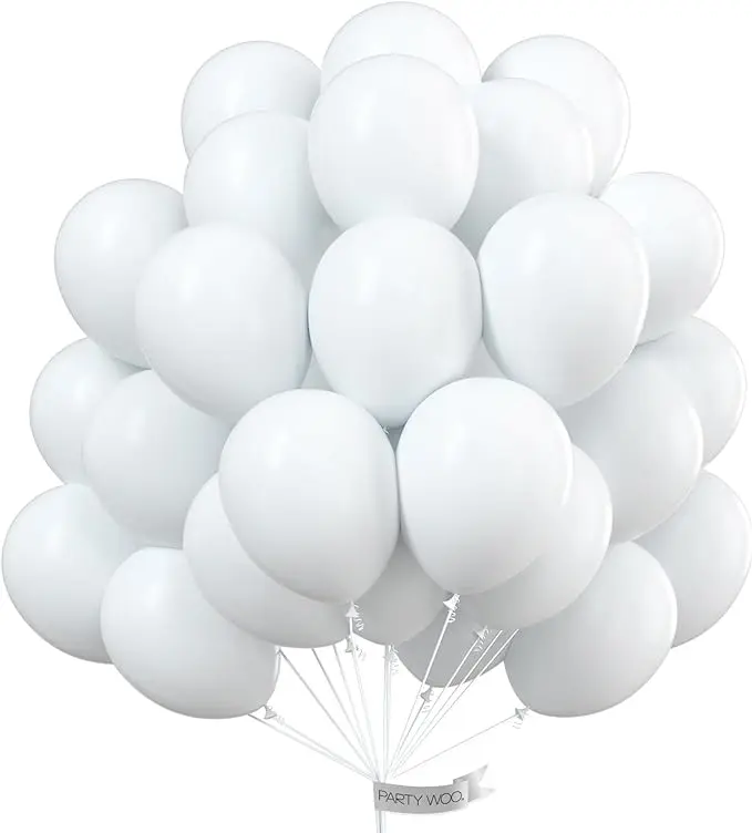 PartyWoo White Balloons 100 pcs 12 Inch Latex Helium Pastel White Balloons for Wedding Baby Shower Birthday Bridal Shower Graduation Engagement Princess Anniversary Party Decorations White-Y13
