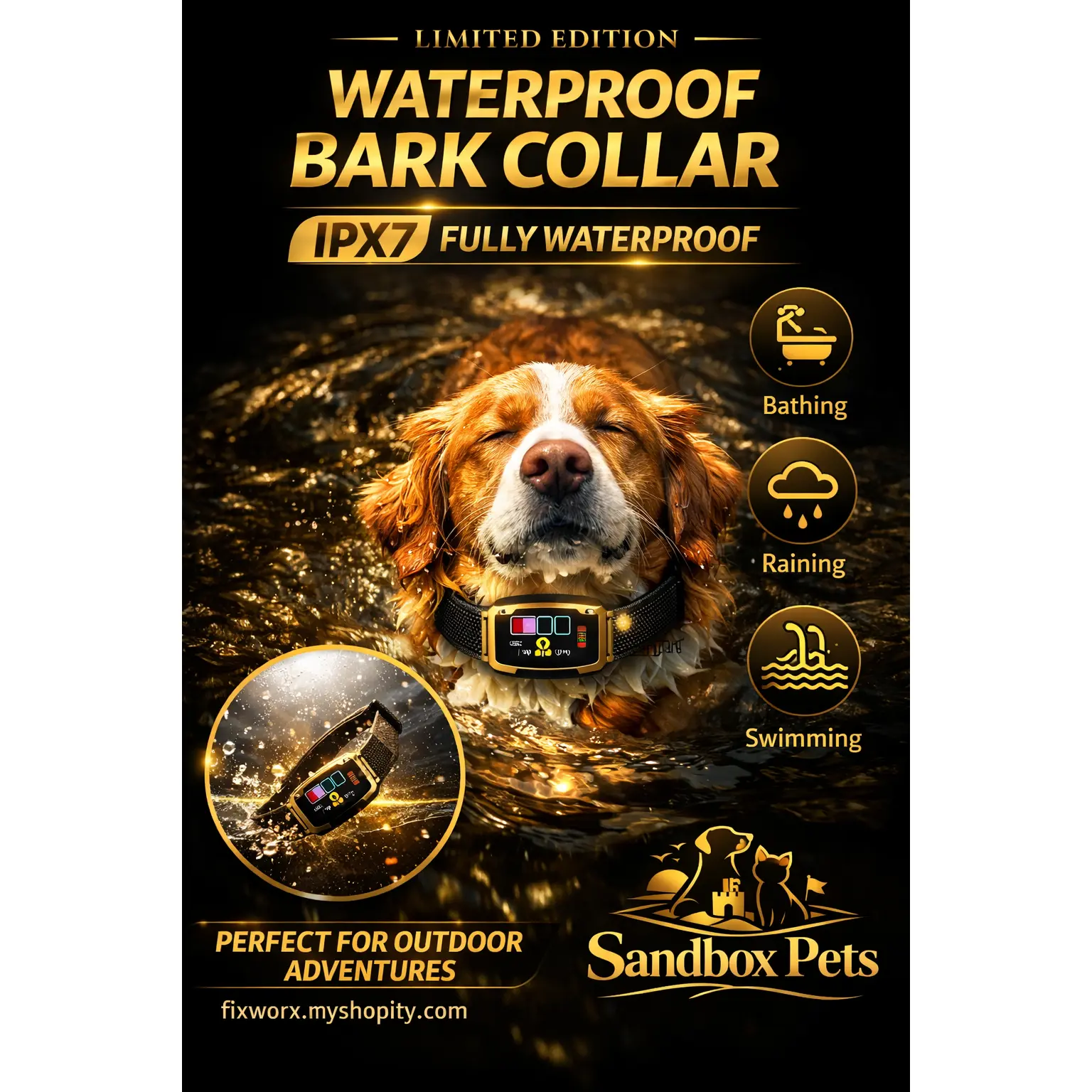 Smart Dog Bark Control Collar w/ Color Screen, Multi Stop Modes, 8-Level Sensitivity, IP67 Waterproof