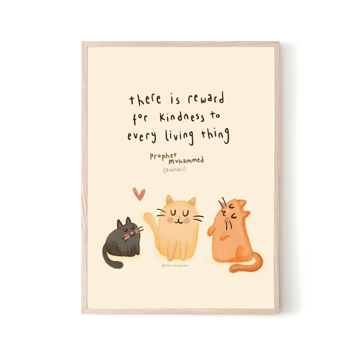 Cat Hadith Islamic Kids Print – Childrens Eid Gift, Ramadan Gift for Kids, Cute Muslim Wall Art, Islamic Nursery Decor, Unframed