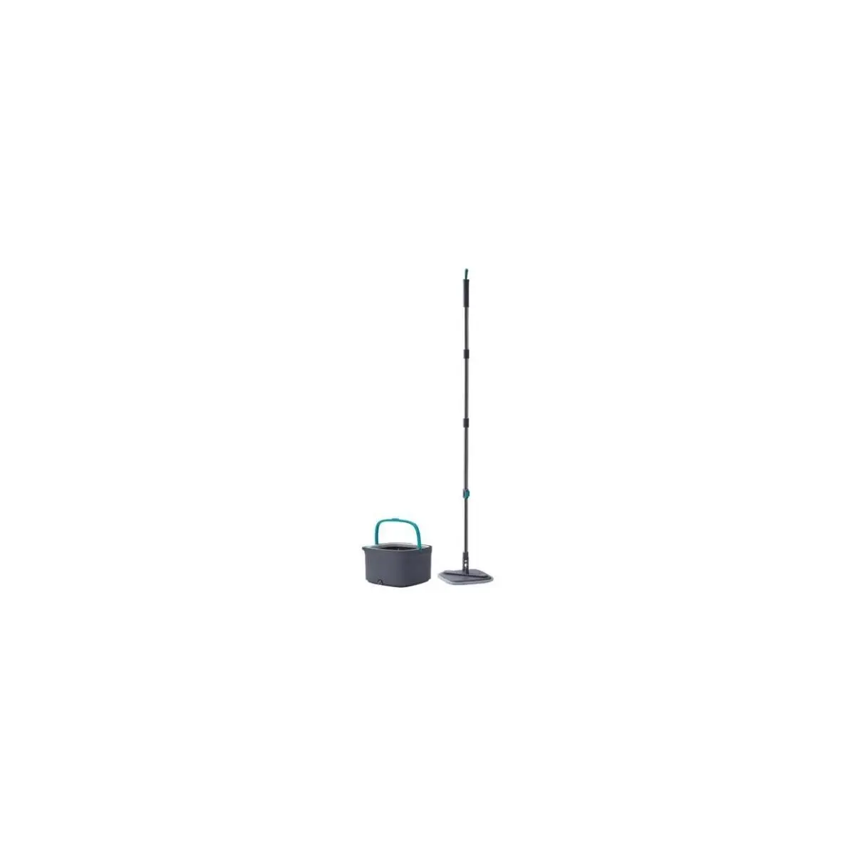 212 MAIN SPIN-800 True Clean Bucket-Based Microfiber Mop System - Gray, Stainless Steel, 360-Degree Rotatable Lightweight Wet/Dry Flat, 2-Bucket Design, Mop Pads, Cleaning Brush, Flat Mop Pads